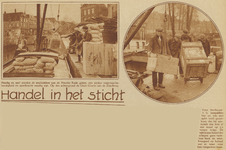 872931 Collage van 2 foto's betreffende het goederenvervoer op de Nieuwe Kade in Wijk C te Utrecht.